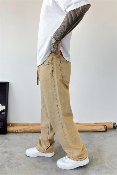 Sarı Belden Bağlamalı Baggy Pantolon