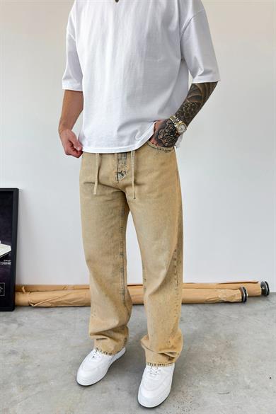 Sarı Belden Bağlamalı Baggy Pantolon