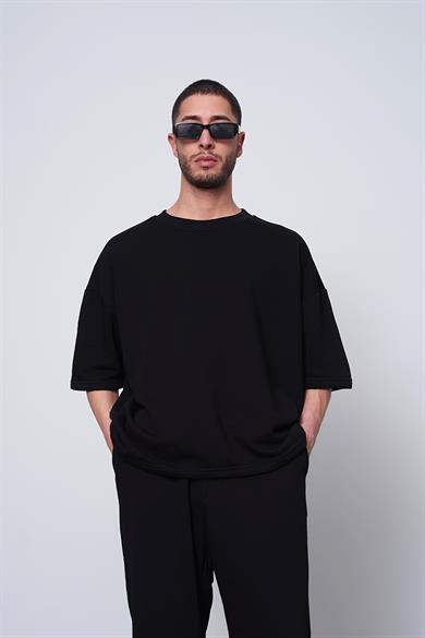 Siyah 350GSM OUTPLENTY PREMİUM  Basic Oversize Tişört