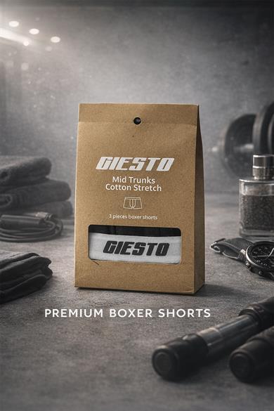 Siyah 3lü Bel Lastikli Premium Boxer