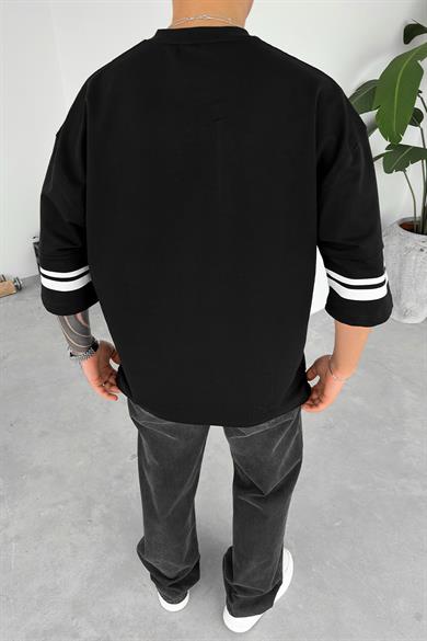 Siyah 85 Baskılı Oversize Forma Tişört