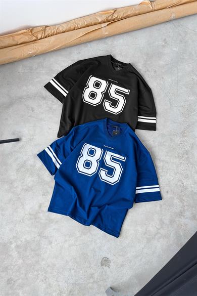 Siyah 85 Baskılı Oversize Forma Tişört