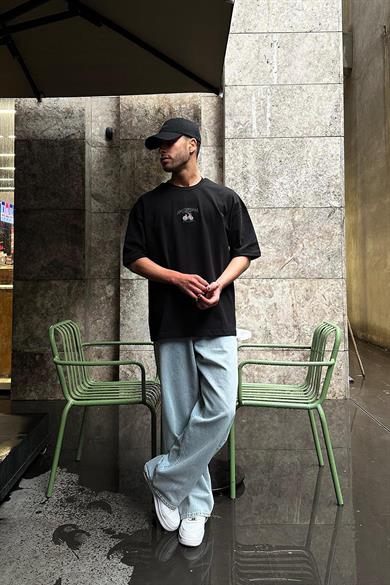 Siyah Amsterdam Nakış Detay PM Oversize Tişört