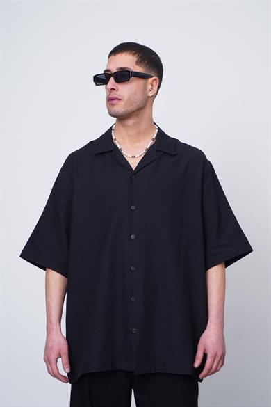 Siyah Antik Kabartma Detay CH Oversize Gömlek