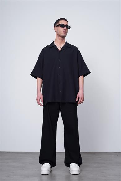 Siyah Antik Kabartma Detay CH Oversize Gömlek