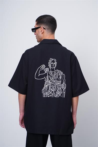 Siyah Antik Kabartma Detay CH Oversize Gömlek