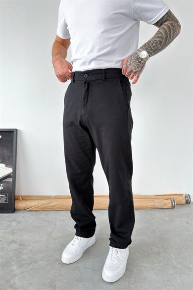 Siyah Baggy Keten Pantolon