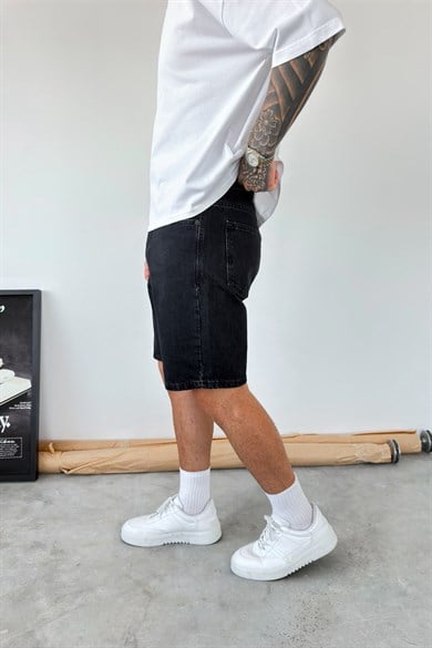 Siyah Basic Baggy Kot Şort