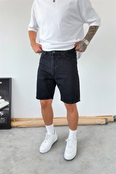 Siyah Basic Baggy Kot Şort