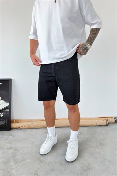 Siyah Basic Baggy Kot Şort