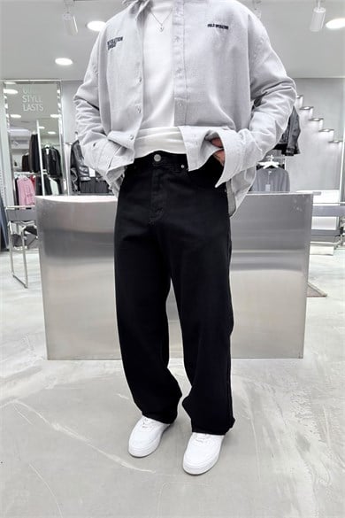 Siyah Basic Baggy Pantolon