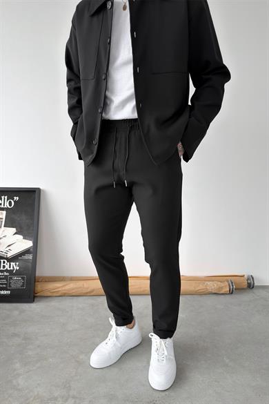 Siyah Basic Beli Lastikli Jogger Pantolon