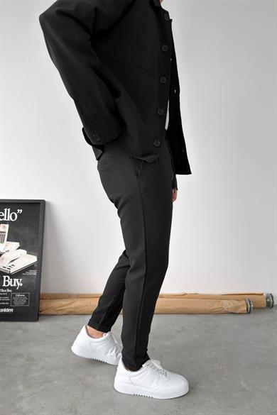 Siyah Basic Beli Lastikli Jogger Pantolon