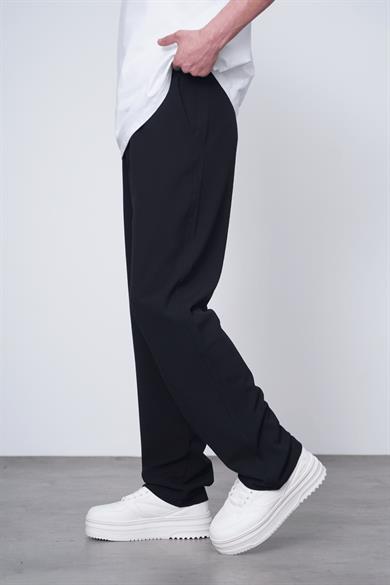 Siyah Basic Beli Lastikli Kumaş EL Baggy Pantolon
