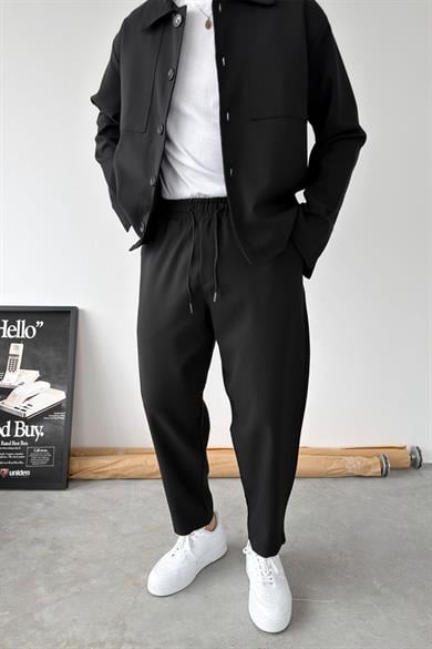 Siyah Basic Boyfriend Kumaş Pantolon