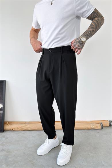 Siyah Basic Boyfriend Kumaş Pantolon