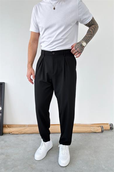 Siyah Basic Boyfriend Kumaş Pantolon