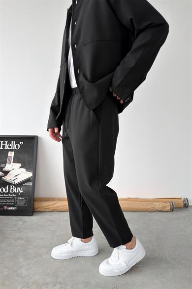 Siyah Basic Boyfriend Kumaş Pantolon