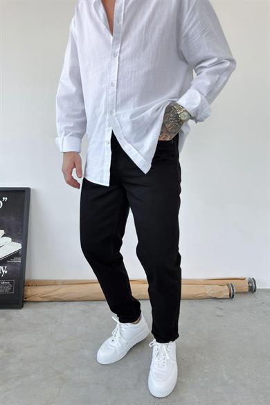 Siyah Basic Boyfriend Pantolon