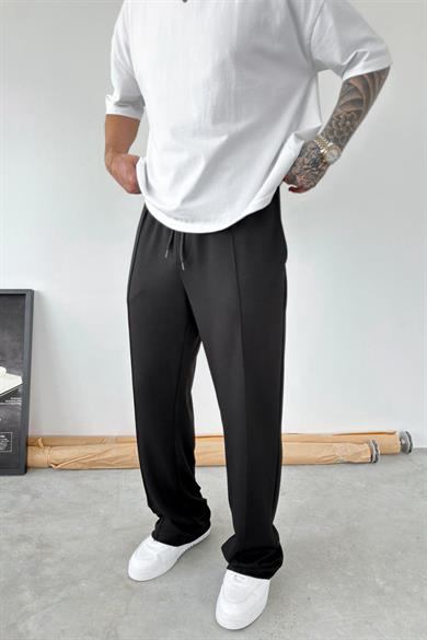 Siyah Basic Çımalı Baggy Eşofman