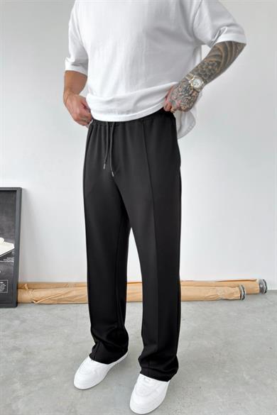 Siyah Basic Çımalı Baggy Eşofman