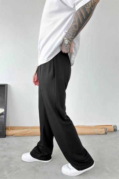 Siyah Basic Çımalı Baggy Eşofman