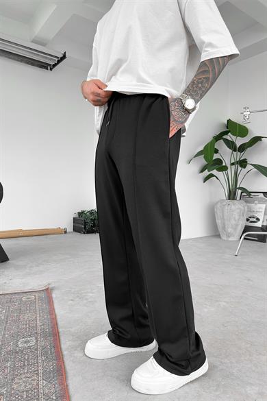 Siyah Basic Çımalı Baggy Eşofman