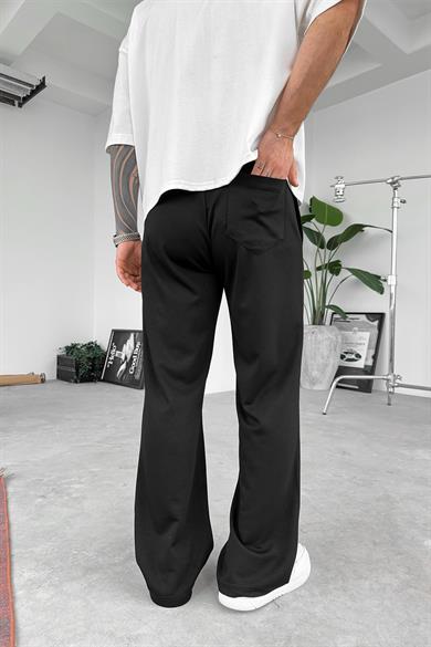 Siyah Basic Çımalı Baggy Eşofman