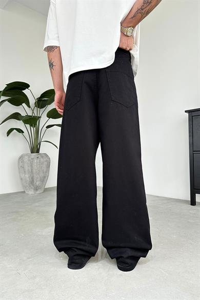 Siyah Basic Gabardin Ekstra Bol Baggy Pantolon