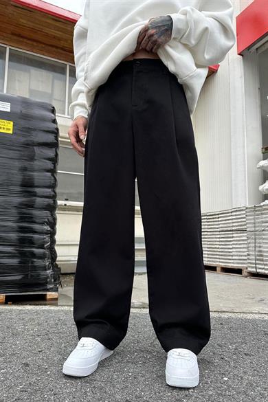 Siyah Basic Gabardin 1A GD Baggy Pantolon