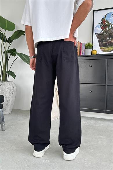 Siyah Basic Gabardin Beli Lastikli Pantolon