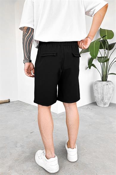 Siyah Basic Kumaş Premium Relaxed Şort