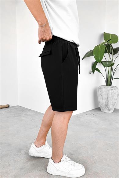Siyah Basic Kumaş Premium Relaxed Şort