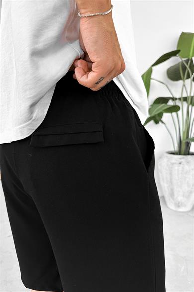 Siyah Basic Kumaş Premium Relaxed Şort
