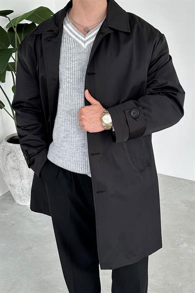 Siyah Basic Oversize Trençkot