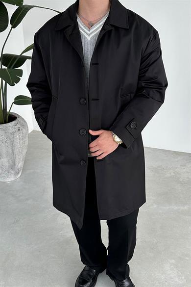 Siyah Basic Oversize Trençkot