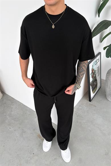 Siyah Basic Oysh Kumaş Oversize Tişört