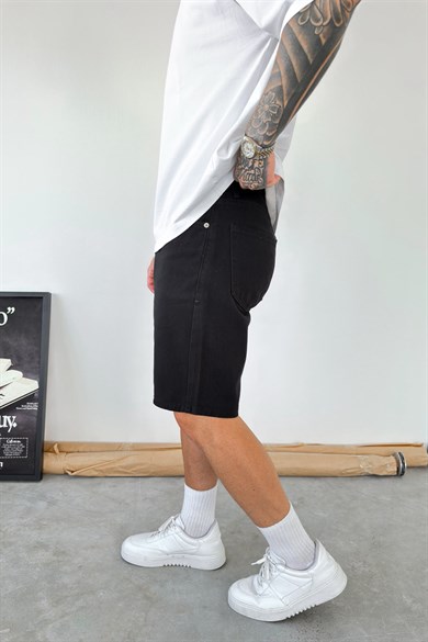 Siyah Basic Premium Baggy Kot Şort