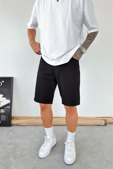 Siyah Basic Premium Baggy Kot Şort