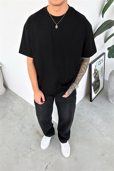 Siyah Basic Premium Oversize Tişört