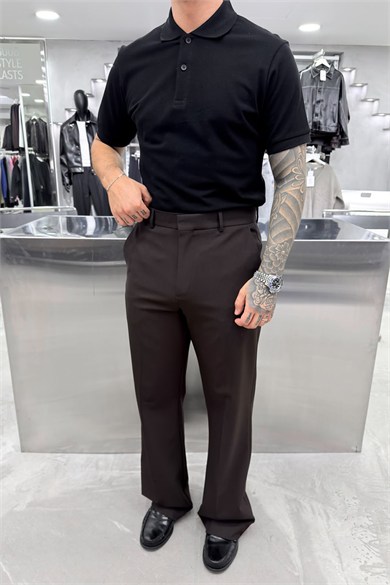 Siyah Basic Premium Relaxed Polo Yaka Tişört