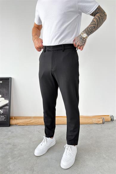 Siyah Basic Regular Fit Kumaş Pantolon