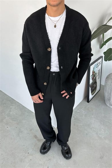 Siyah Basic Soft Relaxed Hırka