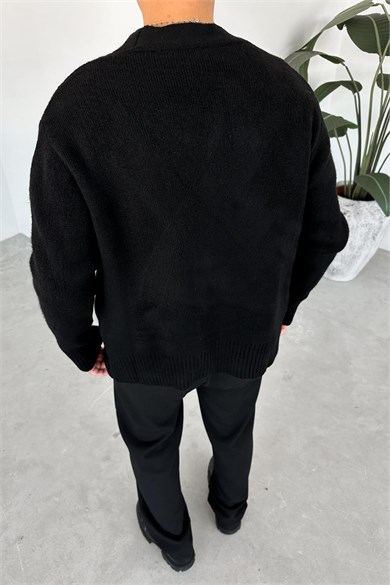 Siyah Basic Soft Relaxed Hırka