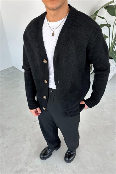 Siyah Basic Soft Relaxed Hırka