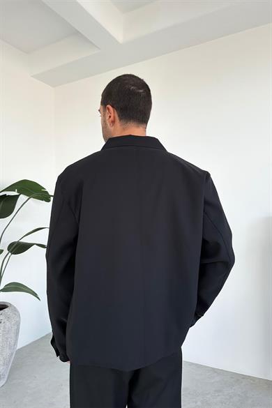 Siyah Basic Tam Fermuarlı Ceket