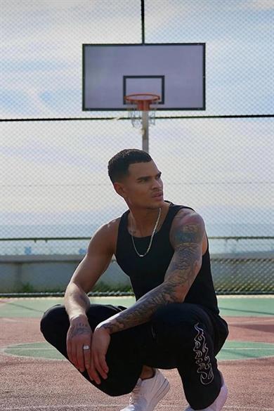 Siyah Basic Tank Top Full Likralı Erkek Atlet Tişört