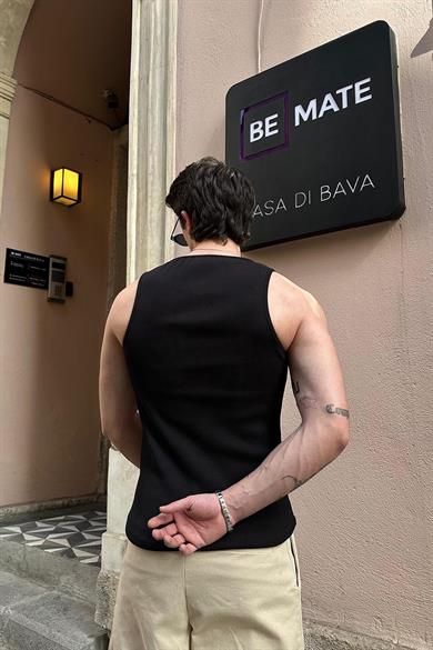 Siyah Basic Tank Top Full Likralı OP Erkek Atlet Tişört