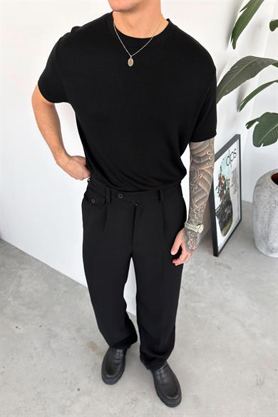 Siyah Basic Triko Relaxed Tişört