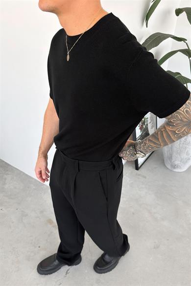 Siyah Basic Triko Relaxed Tişört